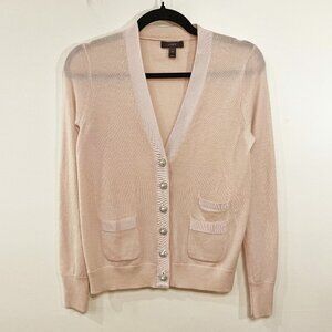 Like New J.Crew 100% Merino Wool Pearl Button Cardigan Blush Pink XS